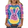 thumbnail image 2 of HOMBOM Womens Tops T-Shirts 3/4 Sleeve Soft Summer Bunny Print Graphic Tees for Young Woman Easter, 2 of 4
