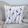 thumbnail image 4 of 14x14 Pillow Covers Set of 2, Navy Blue Branches Birds Throw Pillow Covers Decorative Couch Cushion Case, Abstract Forest Silhouettes Microfiber Square Pillowcases for Bedroom Car Living Room, 4 of 7