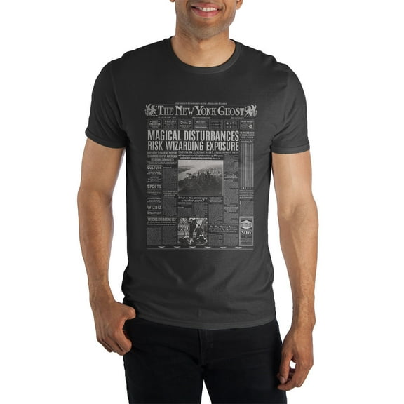 Harry Potter The New York Ghost American Wizarding Newspaper Men's Black Tee T-Shirt Shirt-Large
