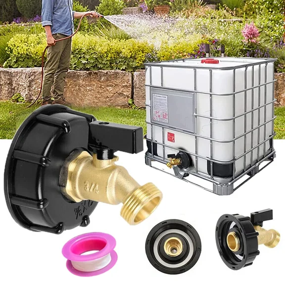 275-330 Gallon Ibc Tote Tank Adapter 2 Brass Coarse Thread Hose Faucet Valve