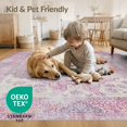 thumbnail image 4 of ODIKA 5'x7' Washable Area Rug Vintage Distressed Boho Mosaic Ornate Scrolling Border Botanical for Dining Room, Under Table, Home Office, Non-Slip Chair-Friendly, 4 of 7