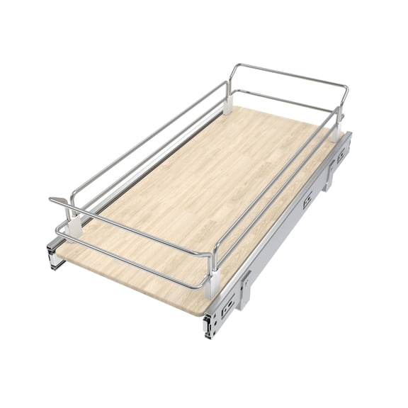 STORKING Pull Out Cabinet Organizer 11" W x 22" D, Slide Out Drawers For Kitchen Organizers and Storage, Drawers For Cabinets Capacity Heavy Duty Caddy, Cabinet Shelves Wood Chrome, Pantry Storage