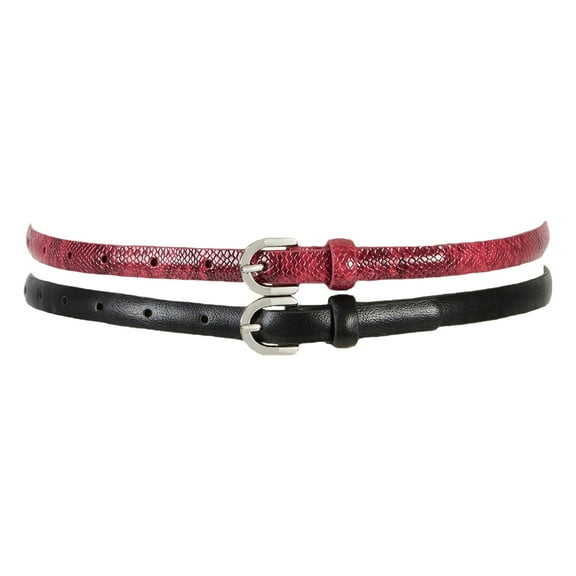 INC International Concepts Womens Python Embossed 2-Pk Belts (Black/Red, Large)