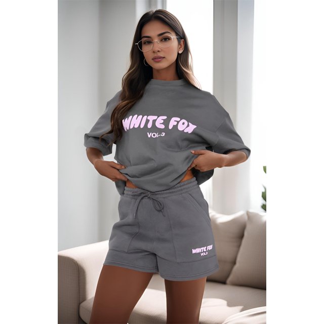 Pantalones cortos Retro con letras estampadas para mujer, camiseta lisa con cordón, jerséis estéticos, trajes de gran tamaño, 2 piezas, Verano