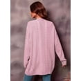 thumbnail image 4 of Womens Oversized Cardigan Sweaters Open Front Cable Knit Lantern Long Sleeve Chunky Outwear Coats Pink L, 4 of 10