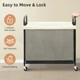 thumbnail image 6 of Rolling Laundry Hamper with Wheels 3-Section Laundry Sorter Rolling Laundrys Basket on Wheels with Removable Bag Clothes Hamper Laundrys Organizer Cart Bathroom Bedroom 120L Beige, 6 of 8