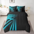 thumbnail image 2 of Erosebridal Blue Geometry Bedding Sets Full Size, Neon Abstract Comforter Sets with Sheets, Stripe Room Decor, Reversible 7 Pieces, 2 of 5