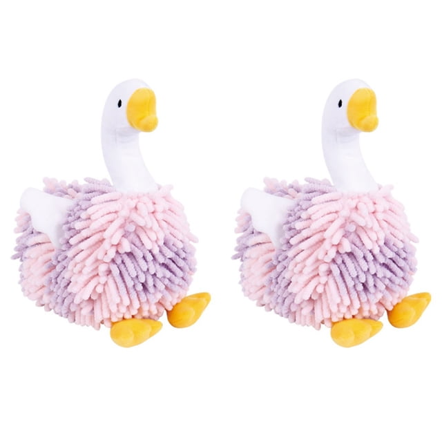 2PCS 3D Goose Shaped Fuzzy Hand Towel Ball Kitchen Towels with Hanging Loop,Microfiber Chenille Hand Towels