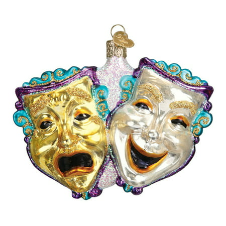 Old World Christmas Comedy Tragedy Theater Masks Holiday Ornament Glass 4 Inches