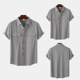 thumbnail image 2 of GigrtiJin Women's Cotton Linen Shirt Button down Short Sleeves Lapel Shirts Solid Color Casual Fashion Tops Blouse, 2 of 9
