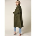 thumbnail image 4 of Made by Johnny Women's Casual Cozy Braided Open Front Long Pocket Cardigan Sweater L OLIVE, 4 of 6