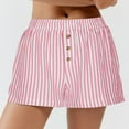 thumbnail image 2 of Summer Shorts for Women Stripes Elastic High Waist Loose Pant Casual Wide Leg Breathable Shorts, 2 of 6