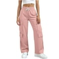 thumbnail image 2 of Ailaofu Cargo Sweatpants for Women Baggy Wide Leg Sweatpants with Pockets Palazzo Lounge Pants Winter Athletic Pants, 2 of 7