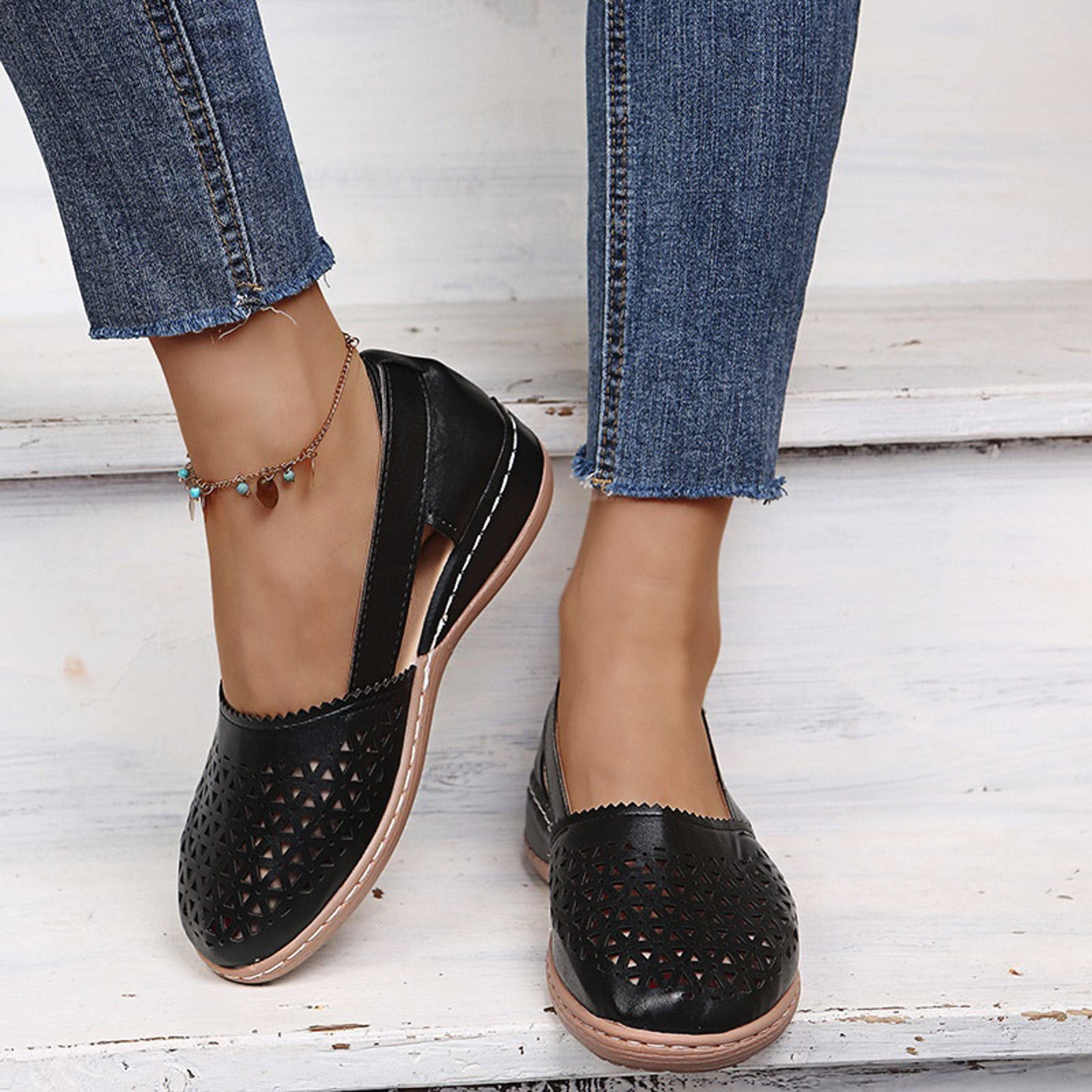 Mepaouo Women's Ballet Flats Business Office Work Casual Dress Shoes Comfortable Wedge Slip on Loafers