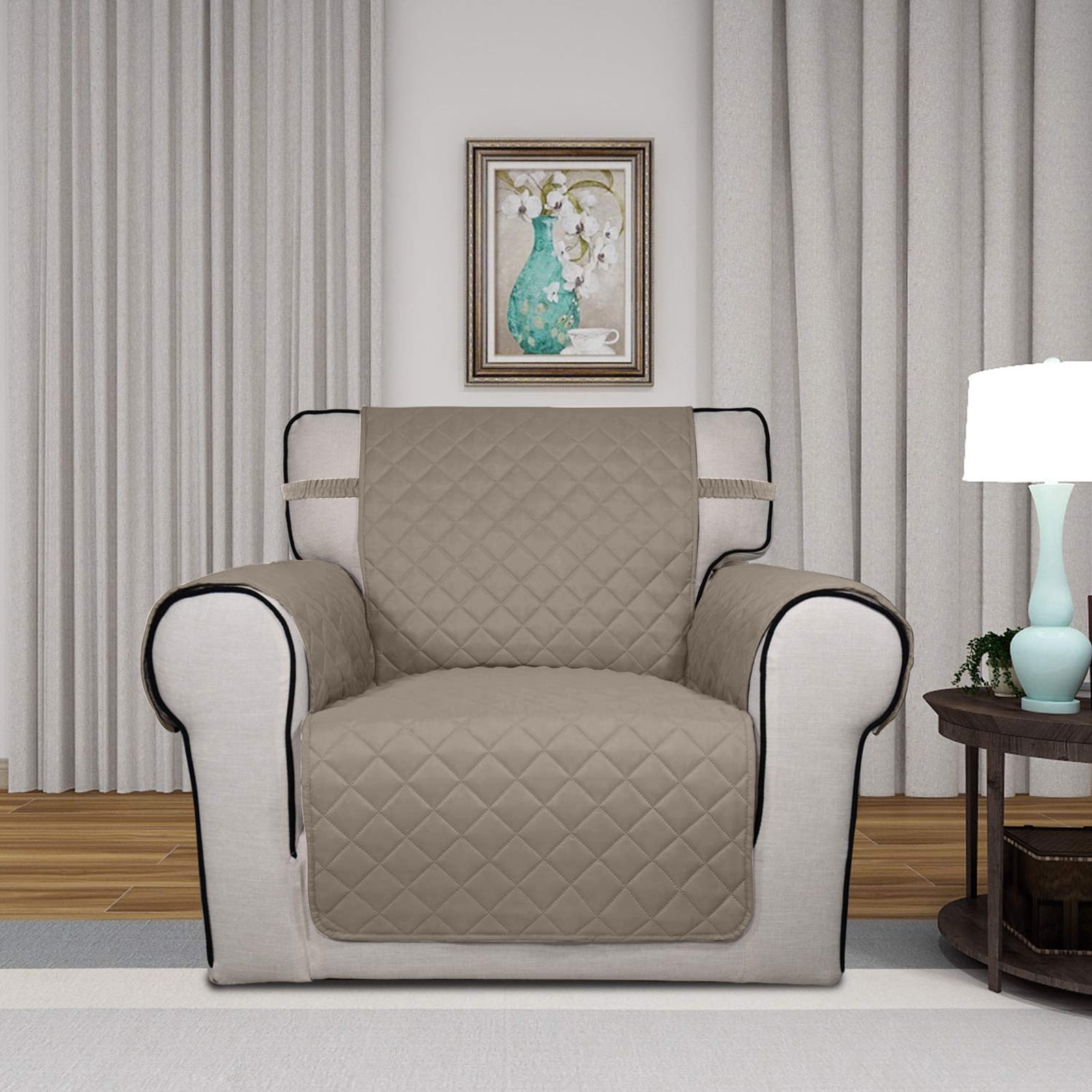 100% Waterproof Sofa Cover Machine Washable Couch Cover Non Slip Furniture Protector Slipcover for Dogs, Children, Pets, Chair Size, Khaki
