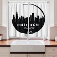 thumbnail image 2 of Ambesonne Chicago Skyline Kitchen Curtains, Black Panorama, 55"x39", Black and White, 2 of 3
