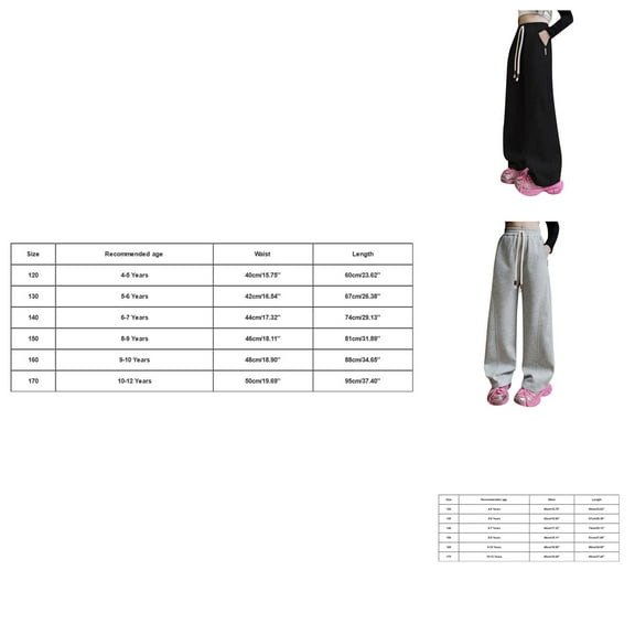 Clean Girl Clothes Girls' Solid Joggers Girls' Sweatpants Children's Casual Loose Straight Pants Wide Leg Pants