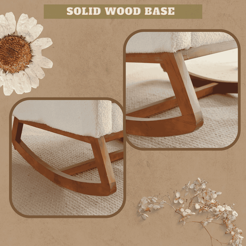 GVN Bedroom Rocking Chair Rocking Chairs & Gliders,White Rocking Chair Nursery With Thick Headrest, Modern Nursing Rocker Glider With Curved Armrest