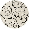 thumbnail image 3 of SAFAVIEH Florida Doug Floral Vines Geometric Shag Area Rug, Ivory/Black, 4' x 4' Round - Transitional Modern Design, Ivory & Black, Non-Shedding & Easy Cleaning, Ultra Plush Thick Pile, Ideal for Liv, 3 of 11