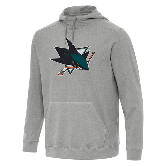 Men's Antigua Heather Gray San Jose Sharks Cloud Pullover Hoodie