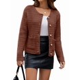thumbnail image 3 of Womens Knit Cardigan Sweaters Fall Fashion Long Sleeve Open Front Down Casual Jacket Winter Clothes Caramel Color L, 3 of 7