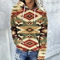 thumbnail image 2 of Weiqiqre Women's Sweatshirts Geometric Print Vintage Hoodie Pullover Western Ethnic Rhombus Printed Hooded Sweatshirt, 2 of 5