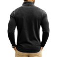 thumbnail image 4 of Men's Fashion Solid Color Retro Casual Washed Quarter Zipper Pocket Long Sleeve T-Shirt Polo Top, Vintage Style for Men's Casual and Sporty Looks,Black,M, 4 of 4