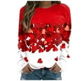 thumbnail image 1 of Pullover à Capuche en Polyester Doux et Intelligent pour Femmes, Col Rond, Manches Longues, Imprimé (Rouge, TTG), 1 of 4
