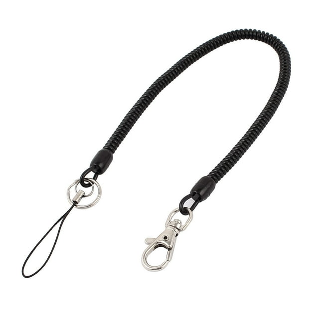 Unique Bargains Fermoir Mousqueton Rétractable Lanière Enroulée Porte-Clés Porte-Clés Noir 40cm