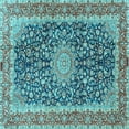 thumbnail image 1 of Ahgly Company Indoor Square Medallion Light Blue Traditional Area Rugs, 4' Square, 1 of 4