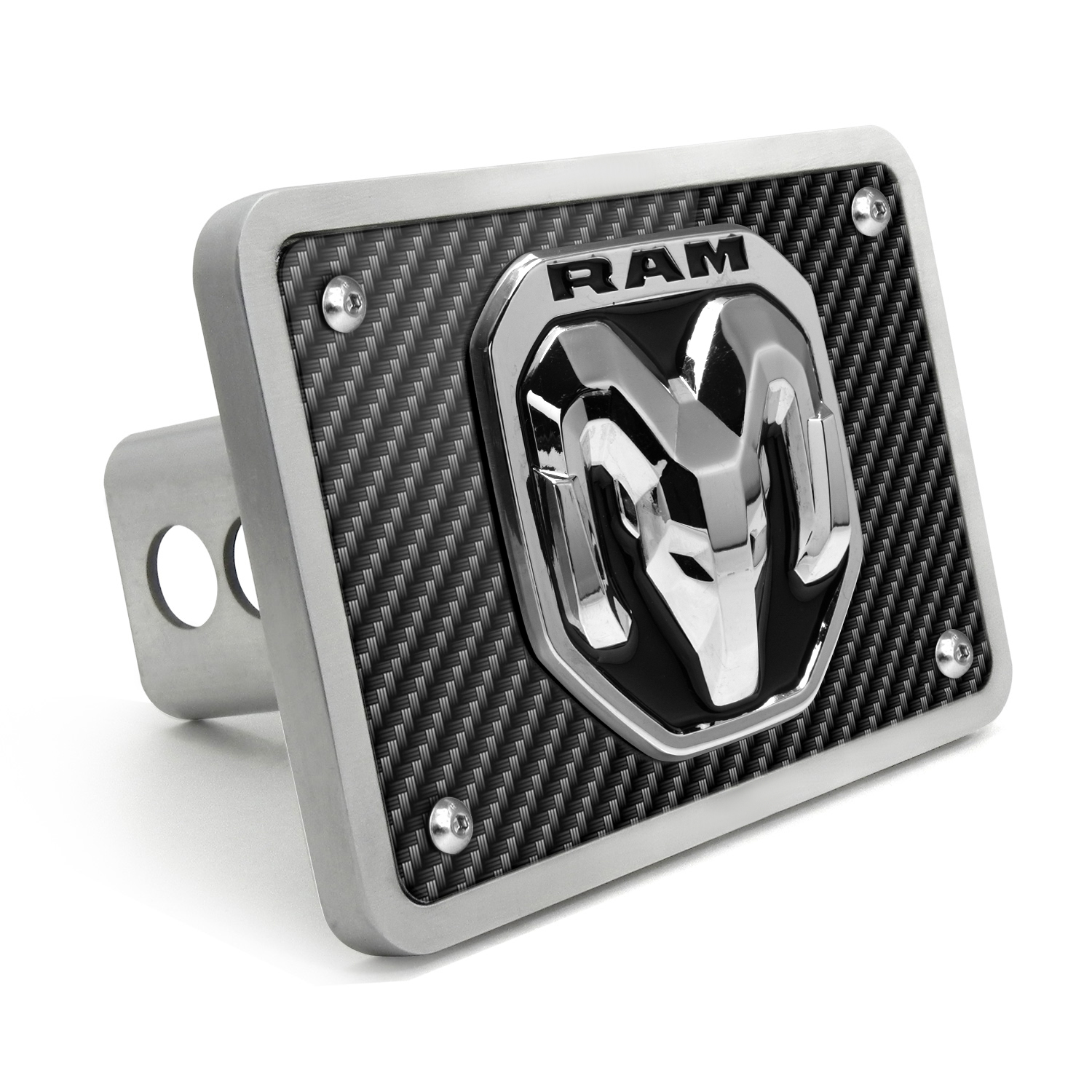 RAM 2019 3D Logo on Carbon Fiber Look Billet Aluminum 2 inch Tow Hitch