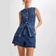 thumbnail image 4 of Conjunto de ropa de 2 piezas para mujer, Top de cuello redondo con abertura sin mangas, traje corto ancho de cintura alta, pantalones cortos informales, 2024, 4 of 5
