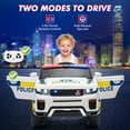 thumbnail image 3 of 12V Kids Ride On Police Car – Electric Vehicle for Toddlers – Remote Control, Spring Suspension, Flashing LED Lights, Intercom, Music, Parental Handle – Battery Powered Toy, 3 of 8