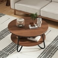 thumbnail image 4 of Costway 2-Tier Round Coffee Table with Wood Grain Finish & Heavy-duty Metal Frame, 4 of 10