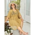 thumbnail image 3 of HAPPY BAY Women's Loungewear Relaxed Fit Caftan Midi Casual Sundress M-L Beige, Solid, 3 of 5