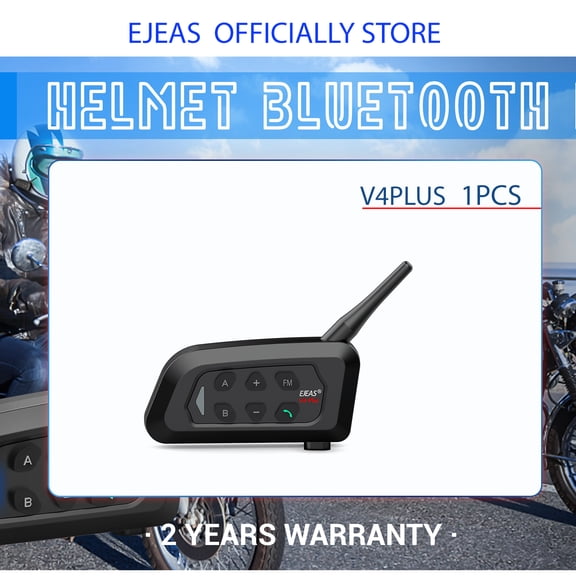 EJEAS V4 Plus Motorcycle Helmet Intercom, 4 Riders 1200M Motorbike Bluetooth Headset,CVC Noise Reduction/3D Sound/FM Radio/Hands-Free