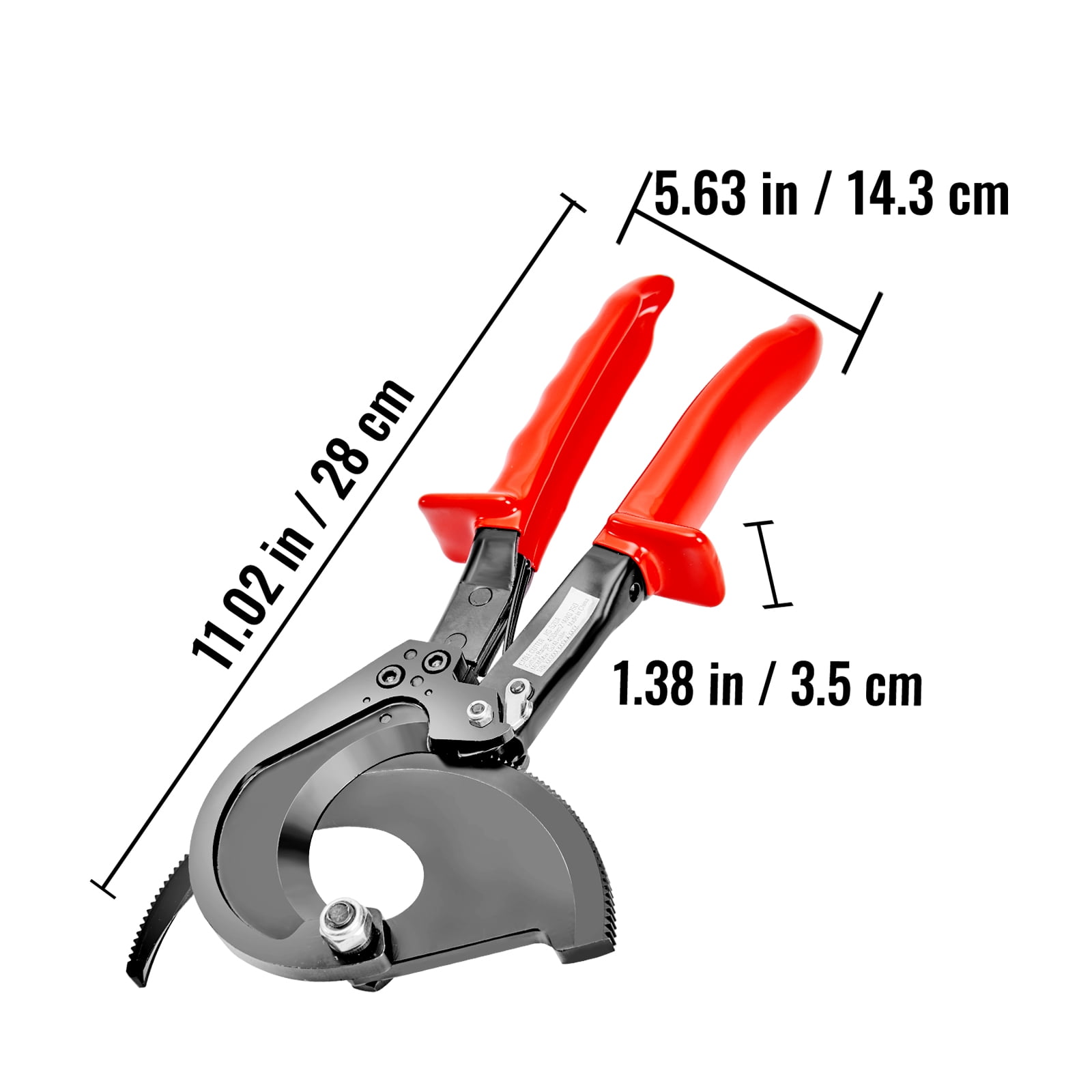 KFFKFF Ratcheting Cable Cutter, 11" Ratchet Wire and Cable Cutter, Cut up to 400 mm², with Comfortable Grip Handles, Easy to Use Quick-Release Lever, Silicon-Manganese Spring Steel Blade