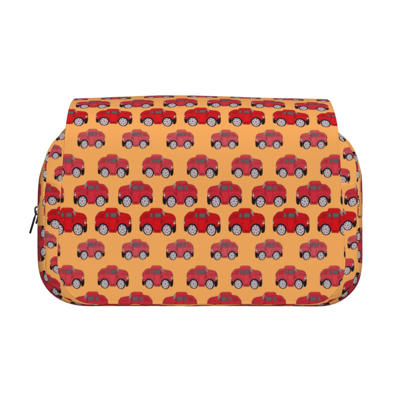 Rateoe Red Cars Pattern Double Clamshell Pen Case, Storage Organizer with Two Zipper Compartments– Holds Up to 50 Pencils & Pens