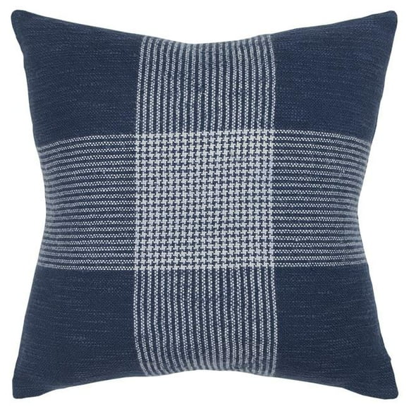 HomeRoots 403286 Indigo & White Plaid Pattern Throw Pillow