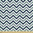 thumbnail image 2 of Ambesonne Modern Fabric by the Yard Upholstery, Zig Zag Striped Pattern, 1 Yard, Navy Blue White, 2 of 5