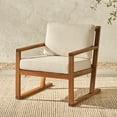 thumbnail image 3 of Walker Edison Modern Solid Wood Geometric Outdoor Club Chair, Brown, 3 of 18