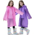 thumbnail image 5 of 2 Pack Waterproof Raincoats for Kids Reusable,EVA Rain Ponchos Emergency Rain Jacket for Children, 5 of 5