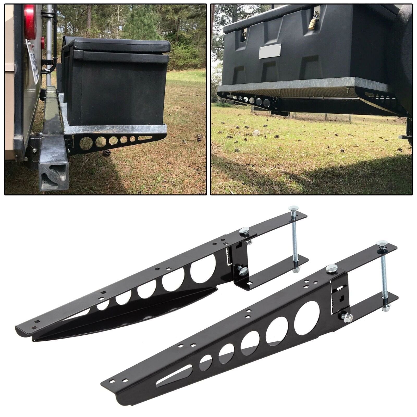 Kojem Bumper-Mounted Cargo Support Arms 4" Square RV Bumper Mounting Generator Carrier Box Bracket Racks A Pair