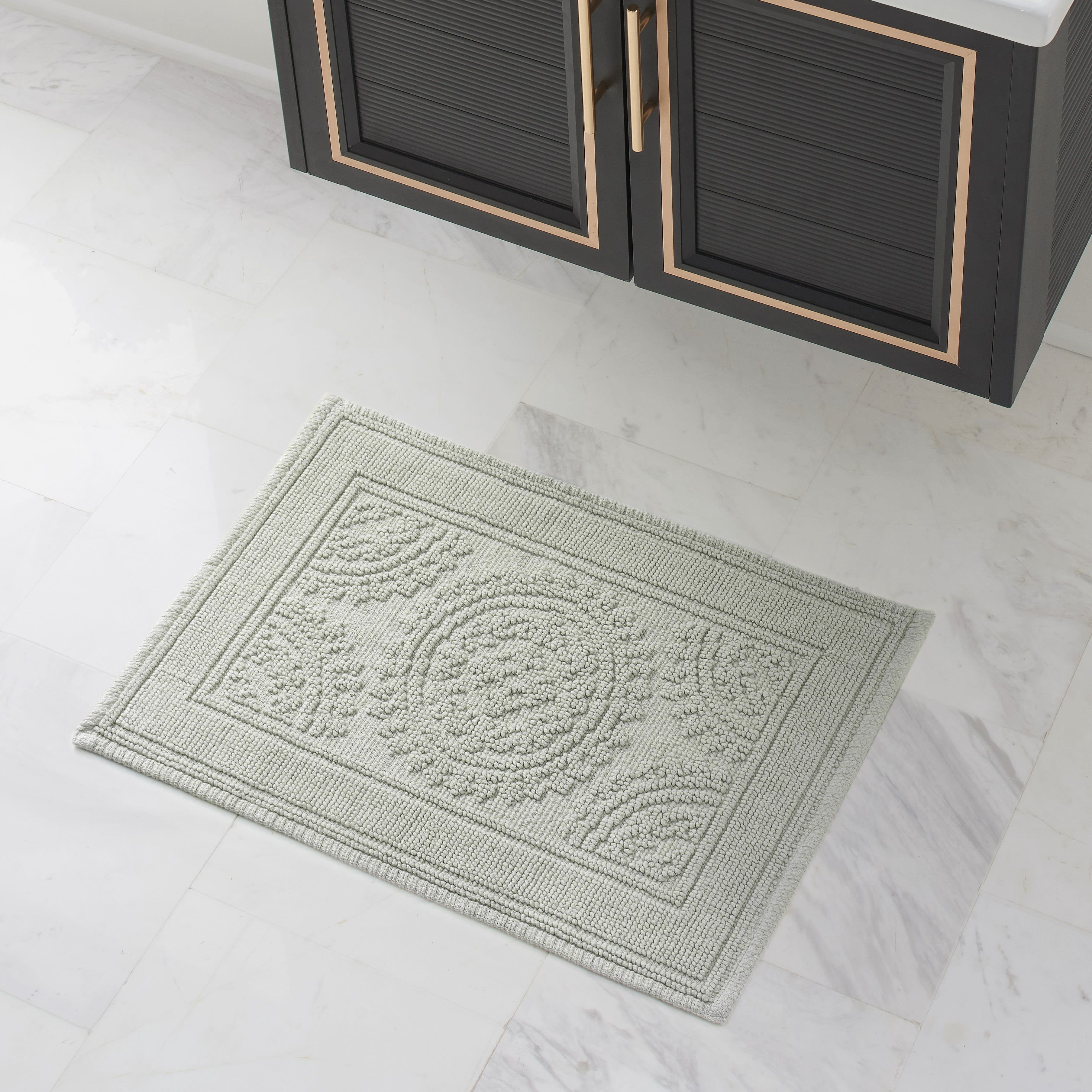 Aqua, Medallion, 21x34 in Bath Rug, Jean Pierre