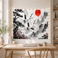 thumbnail image 5 of Cherry Blossoms and Cranes in Misty Mountain Landscape, Serene Japanese Inspired Art for Nature Lovers, Asian Wall Art Housewarming Gift Tapestry Wall Hanging for Bedroom, Living Room and Dorm, 5 of 7