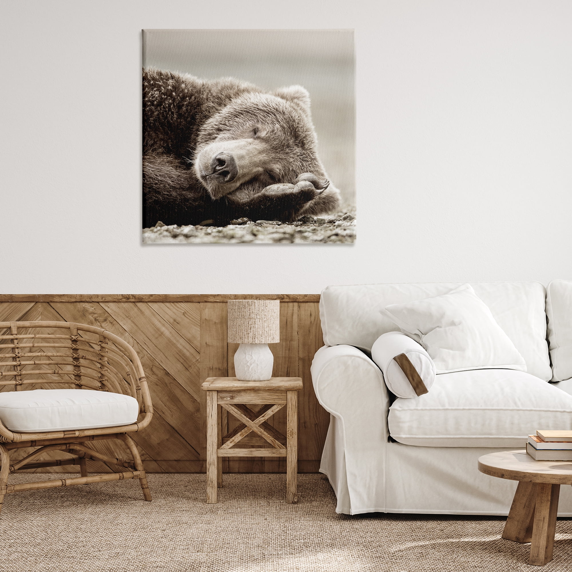 Stupell Industries Cozy Sleeping Bear Animals & Insects Photography Gallery Wrapped Canvas Art Print Wall Art, 36 x 36