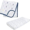 Ideal Baby by the Makers of Aden + Anais Crib Sheet & Muslin Blanket, Set Sail