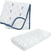 Ideal Baby by the Makers of Aden + Anais Crib Sheet & Muslin Blanket, Set Sail