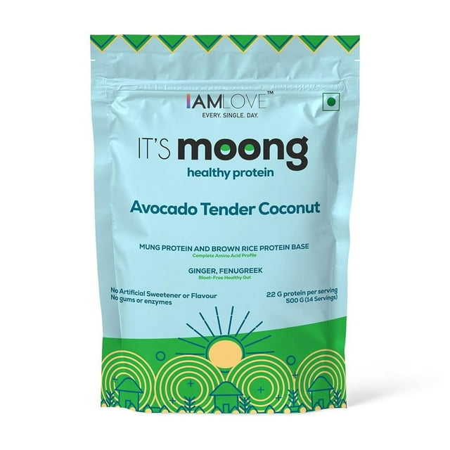 I AM LOVE Plant Protein Powder It’s Moong For Women And Men, Healthy Vegan Protein Powder With Moong And Brown Rice Isolate, Tender Coconut Flavour (500 g)