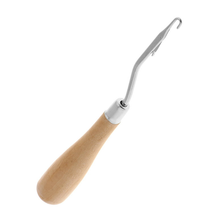 Craft County Ergonomic Bent Latch Hook Tool - Wooden Handle - 6.375 x  0.843